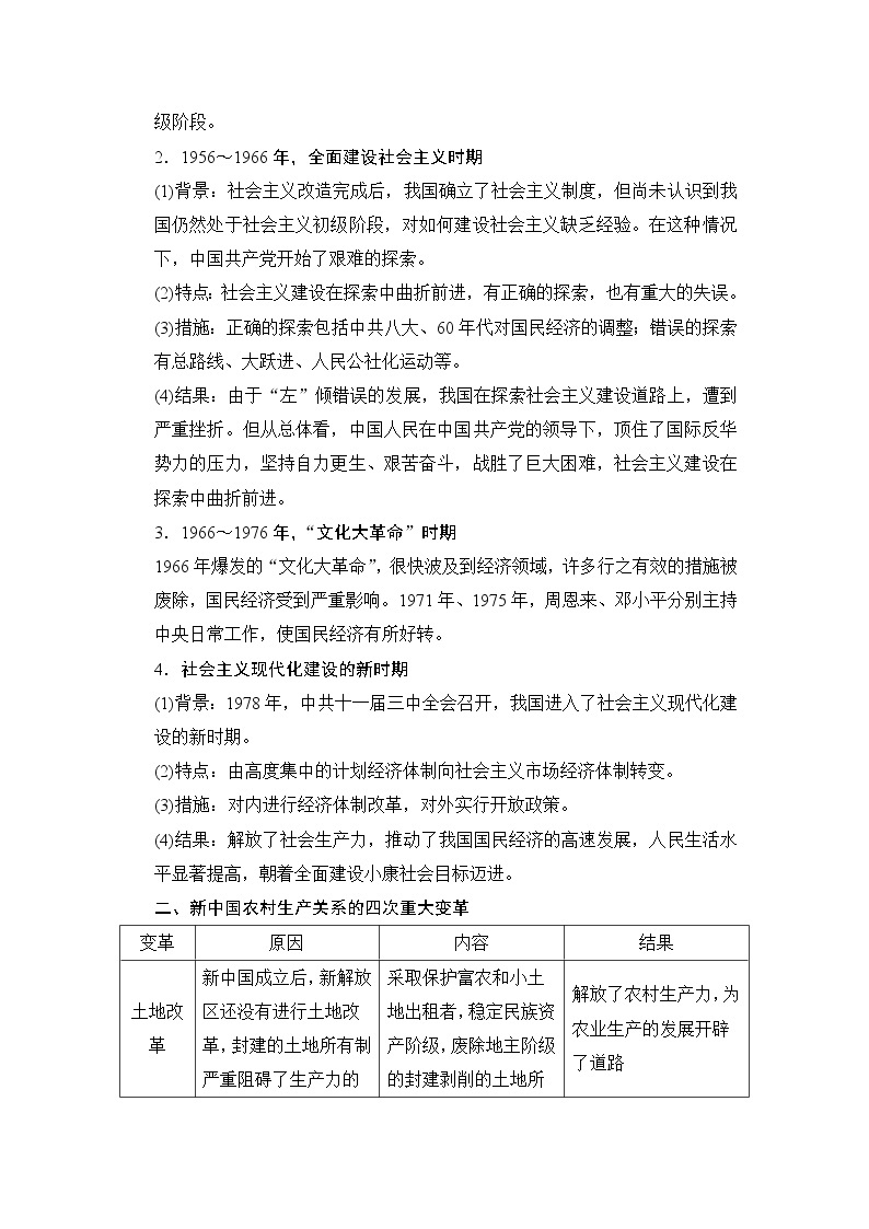 第四单元 中国特色社会主义建设的道路 单元学习总结 试卷练习02