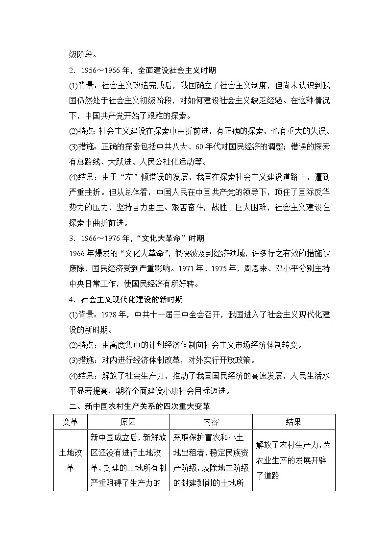 第四单元 中国特色社会主义建设的道路 单元学习总结 试卷练习02