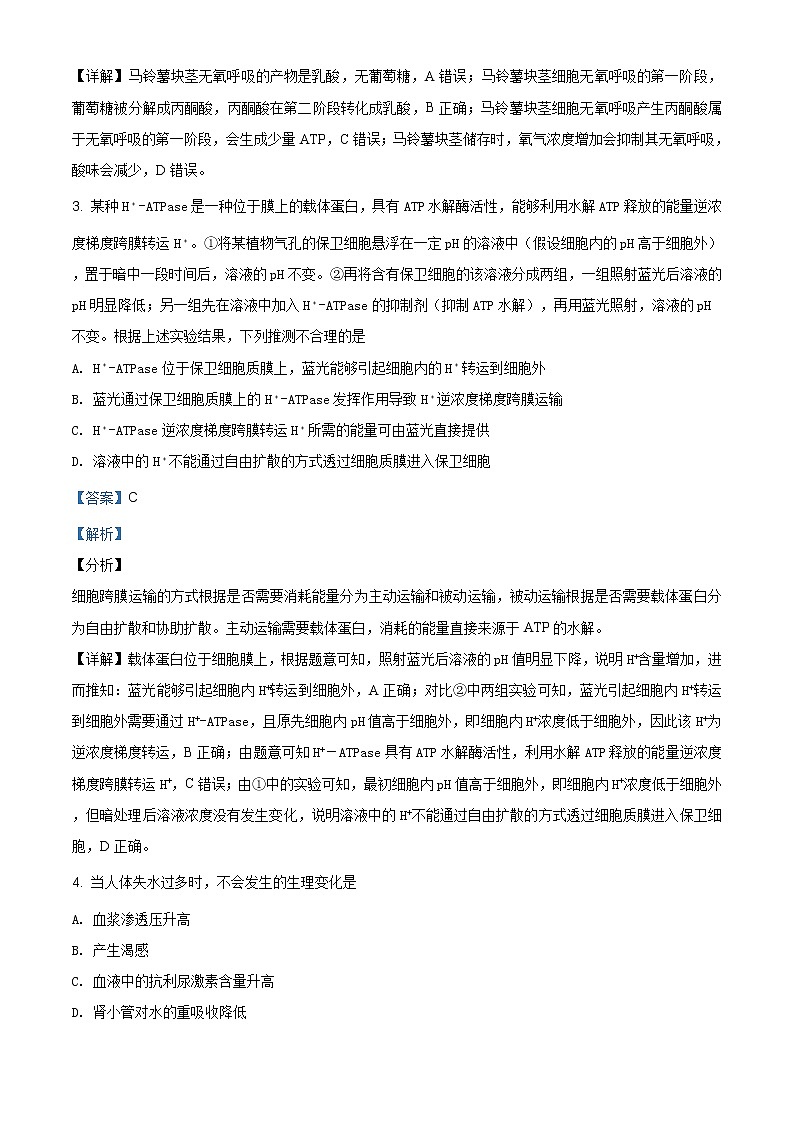 精编：2019年全国卷Ⅱ理综生物高考真题及答案解析（原卷+解析卷）02