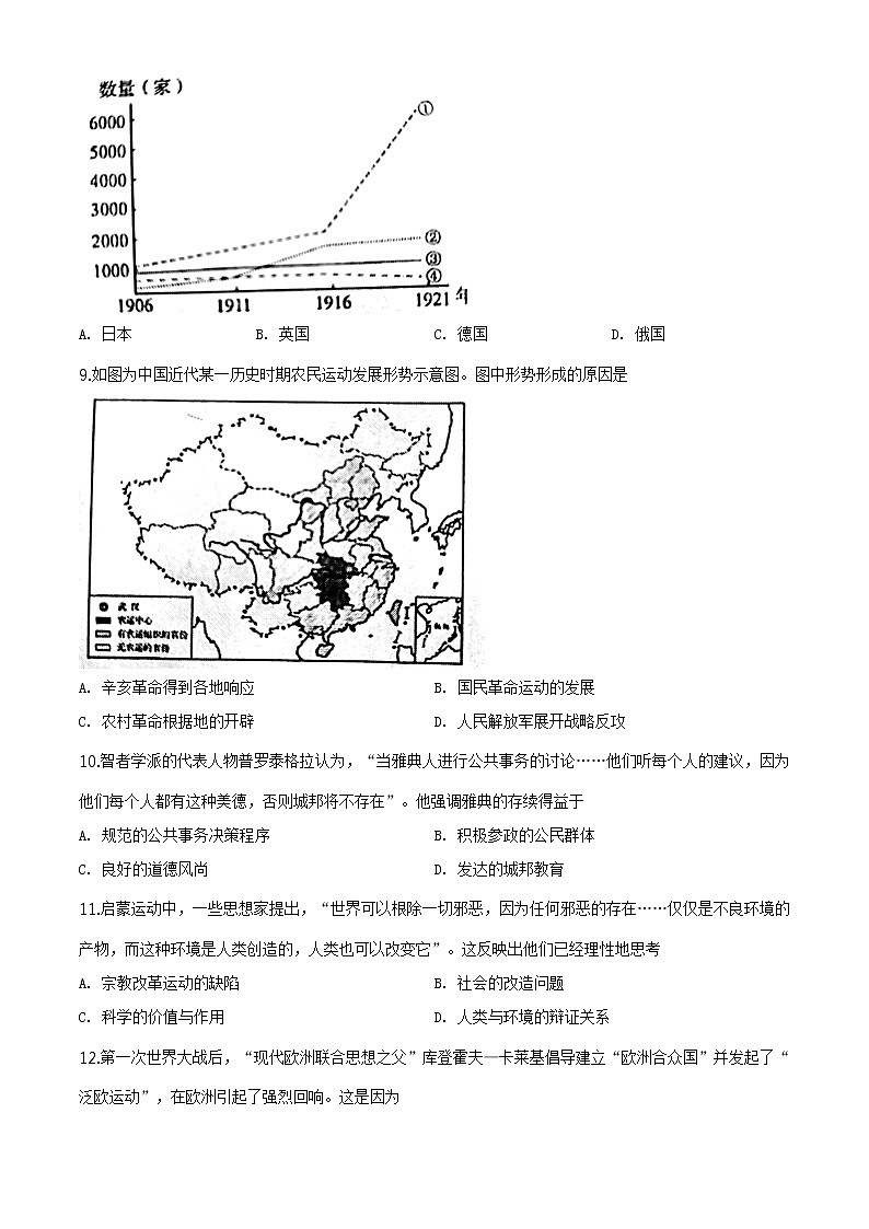 精编：2020年新高考全国1卷历史高考真题及答案解析（原卷+解析卷）（山东）03