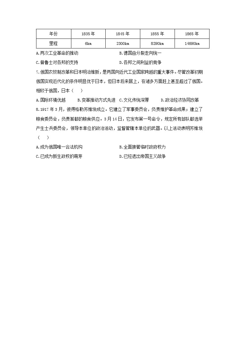 2021年高考历史选择题特训 特训14：世界近代史（二）02