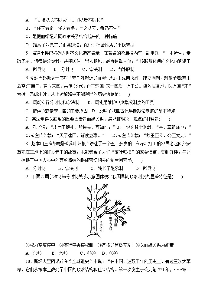 7高考历史一轮复习必修1专题1--第1课702