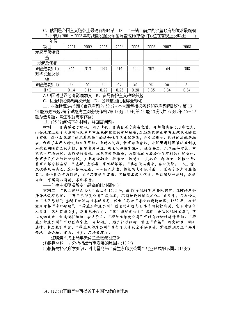 2018高考历史大一轮复习 高考模拟仿真训练（二十一） Word版含解析第2页