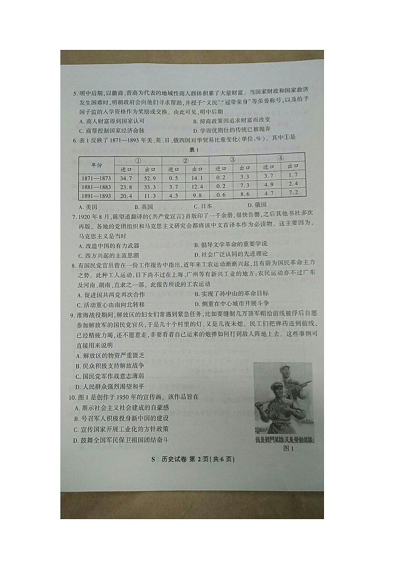 江苏省新高考基地学校2021届高三第二次大联考历史试题（图片版，无答案）02