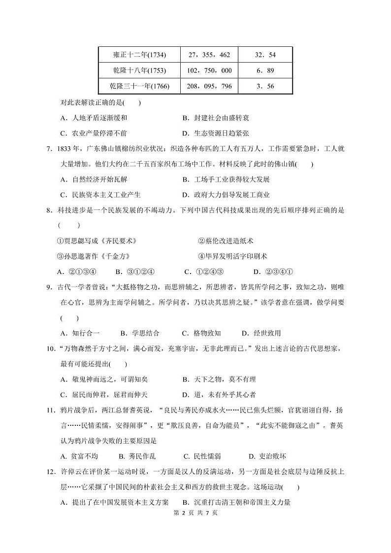 江苏省徐州市邳州市运河中学2020-2021学年高一第一学期第二次学期调研历史试卷（PDF版）第2页