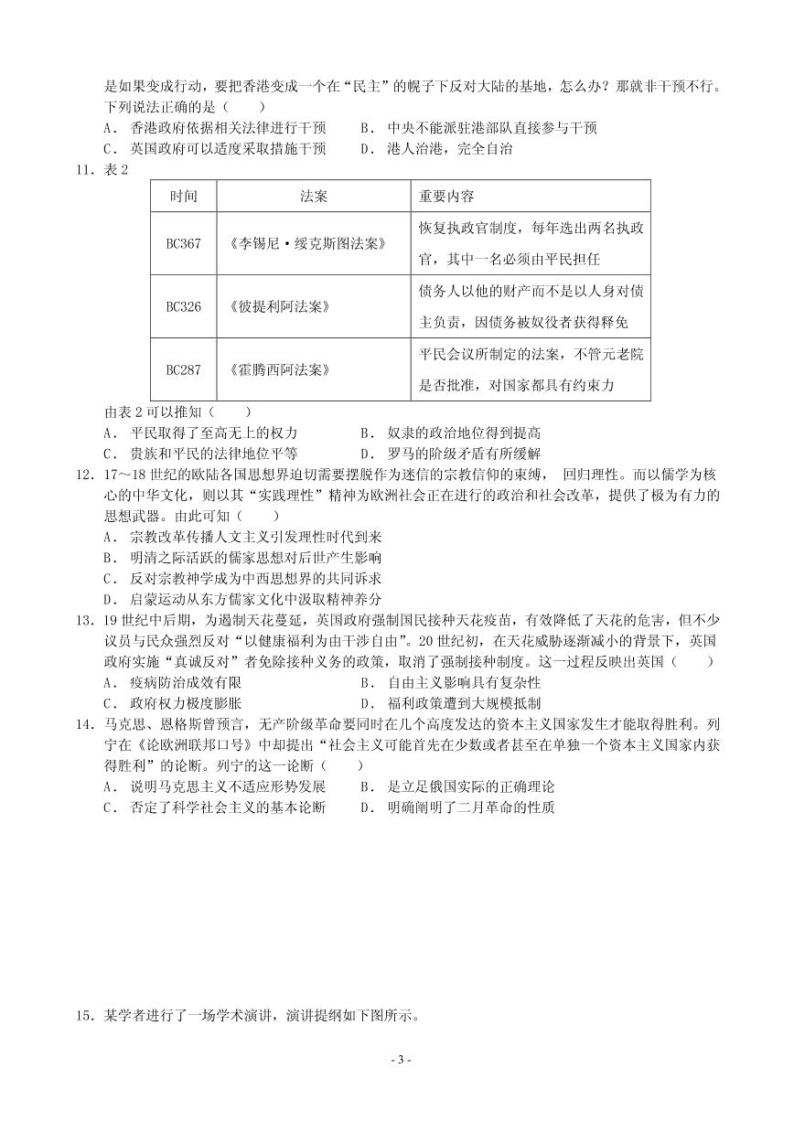2021届湖北省高考压轴卷 历史 PDF版03