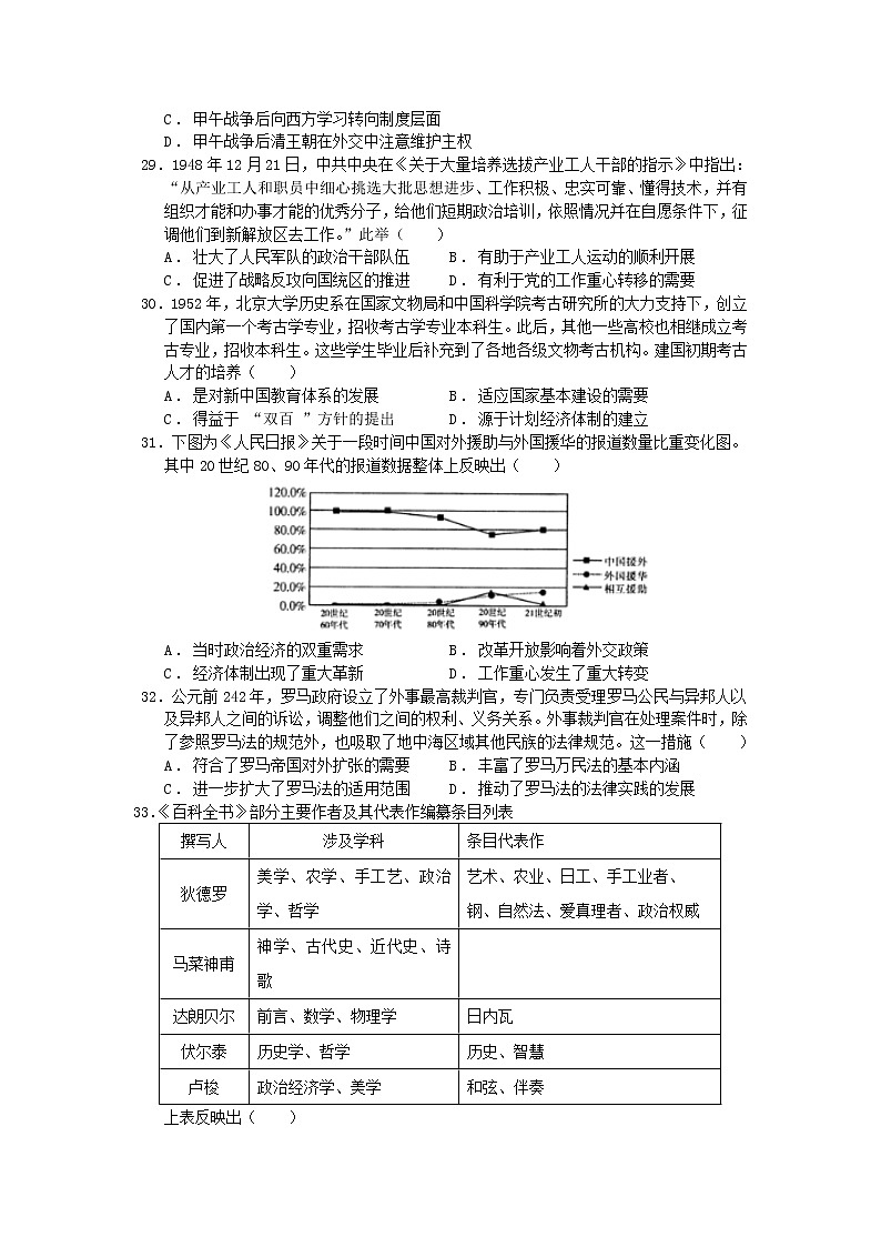 2021全国卷Ⅲ高考压轴卷：历史+答案解析02
