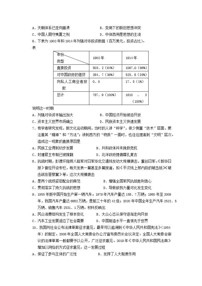 2021辽宁省高考压轴卷：历史+答案解析02