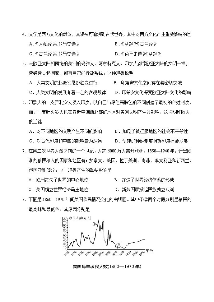 山东省泰安肥城市2020-2021学年高二下学期期中考试历史试题+答案02