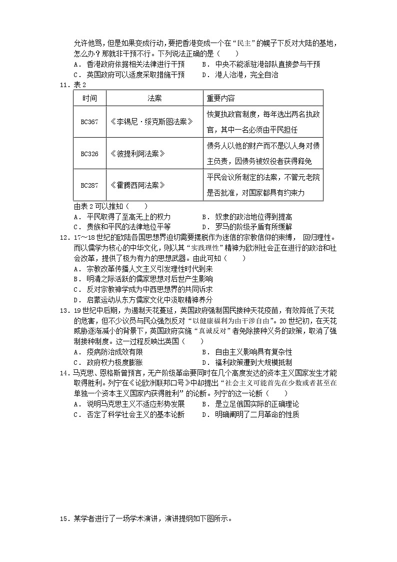 2021湖北省高考冲刺压轴卷：历史+答案解析03