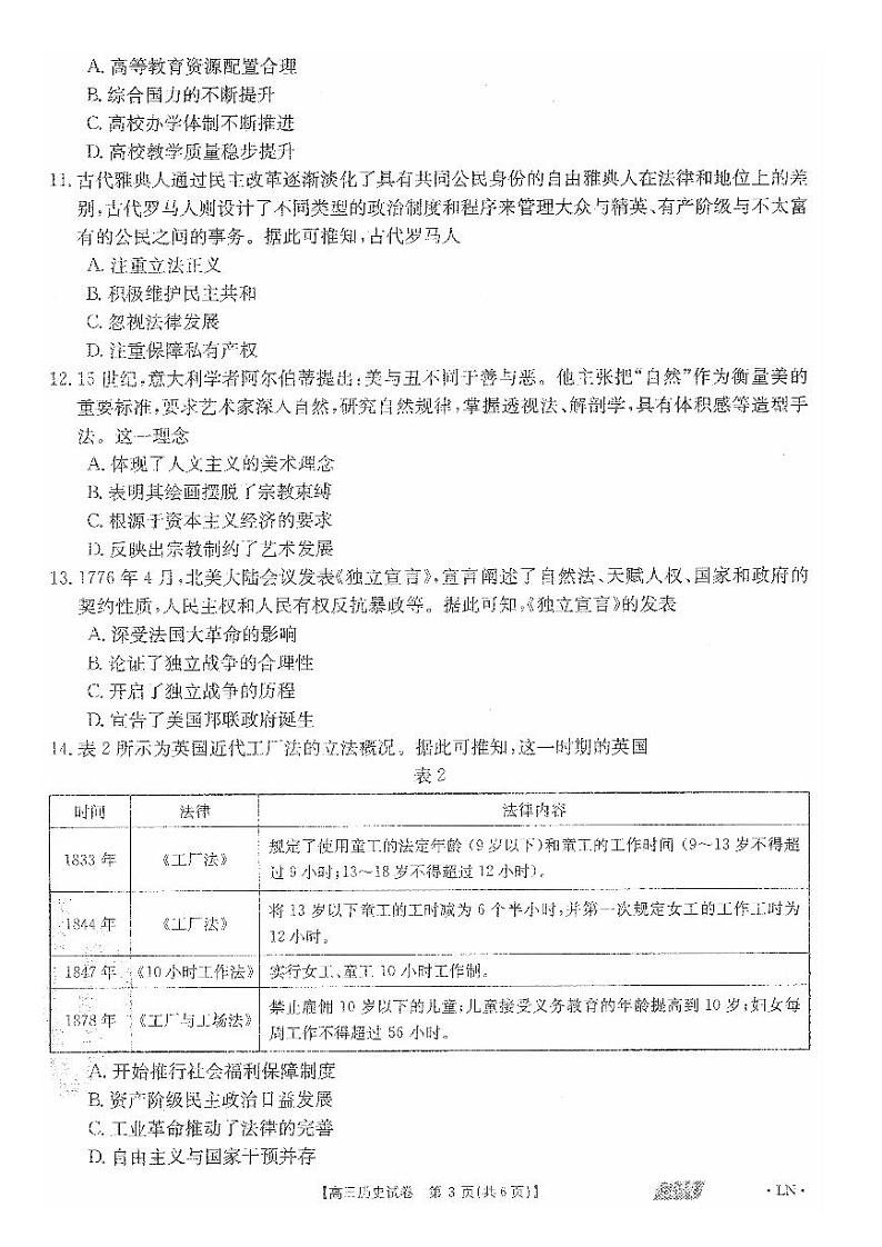 辽宁省朝阳市2021届高三下学期5月第四次模拟考试历史试题+答案 (扫描版)03