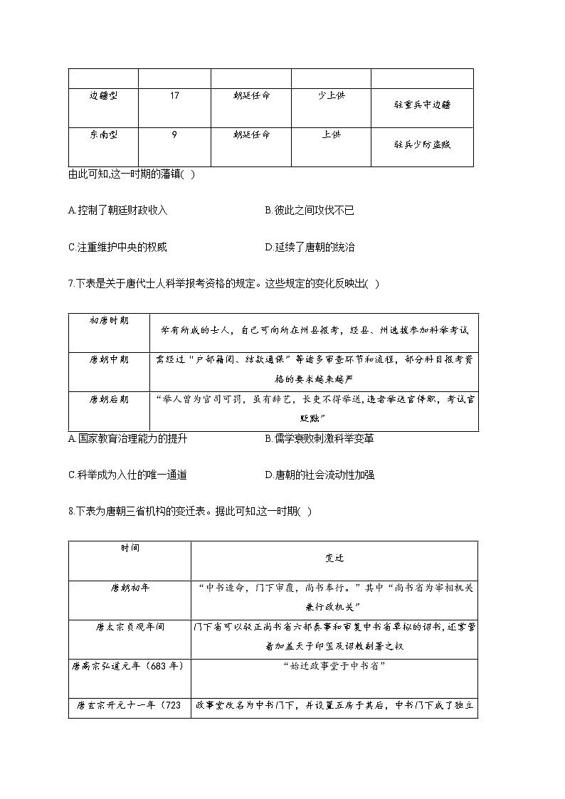 【新教材新高考22届历史】专题二 三国两晋南北朝的民族交融与隋唐统一多民族封建国家的发展03