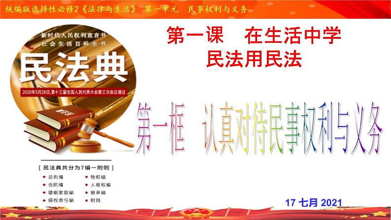 1.1 认真对待民事权利与义务（精品课件）-【上好课】2020-2021学年高二政治同步备课系列（部编版选择性必修二）第3页