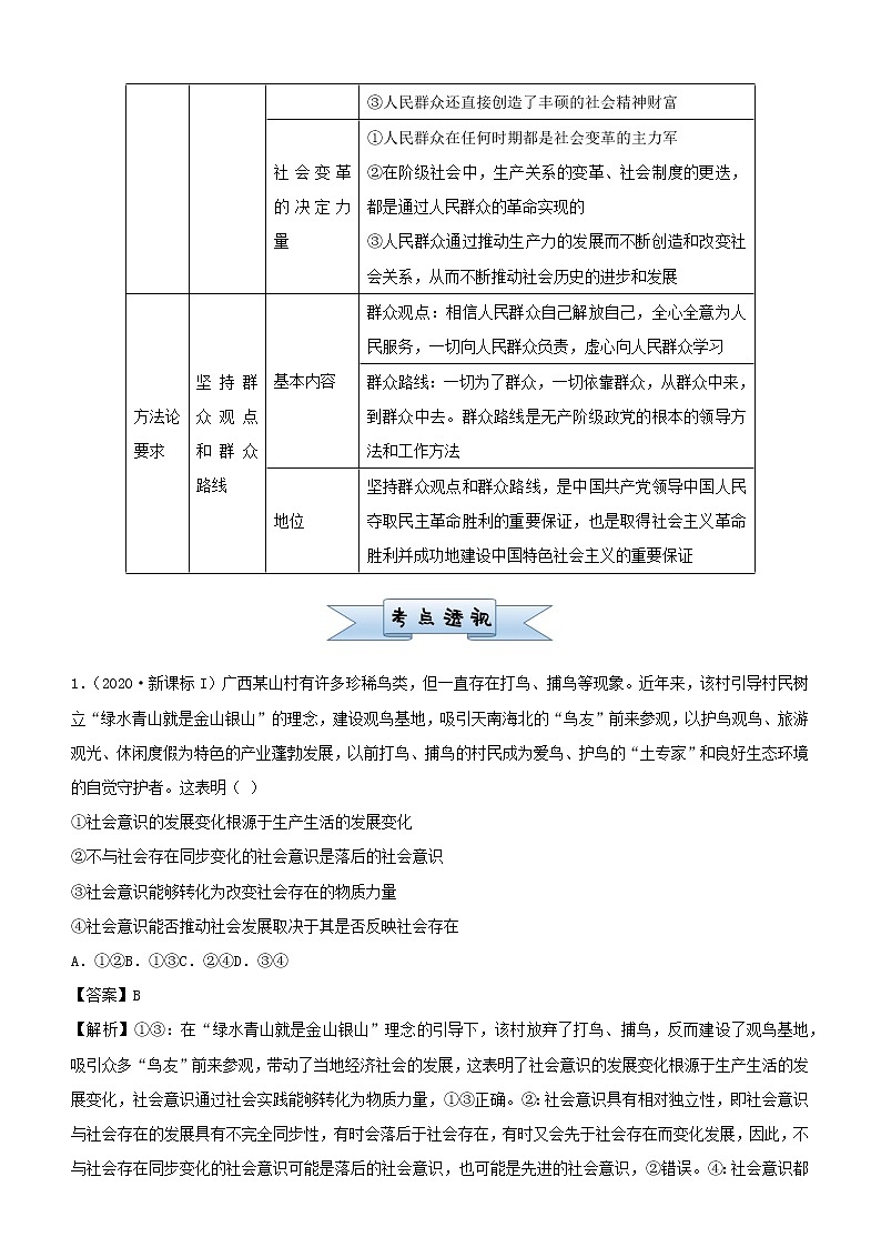 新高考2021届高考政治小题必练19寻觅社会的真谛第2页