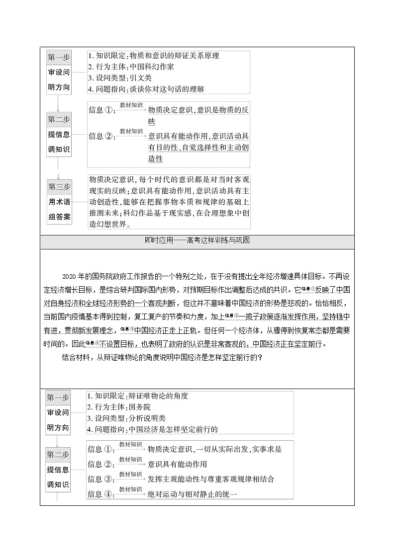 2022届高考政治一轮复习新人教版必修4 第13单元探索世界与追求真理微课堂20主观题对辩证唯物论相关知识的考查教案02