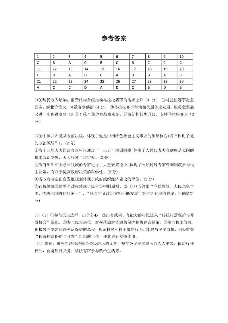 2018-2019学年四川省成都市第七中学高二上学期入学考试政治试题 PDF版01