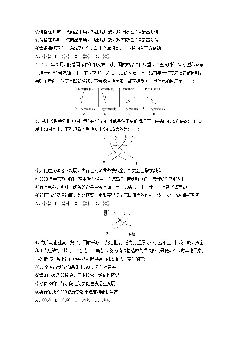 2022届高考政治一轮复习专题7练　供给曲线和需求曲线第2页