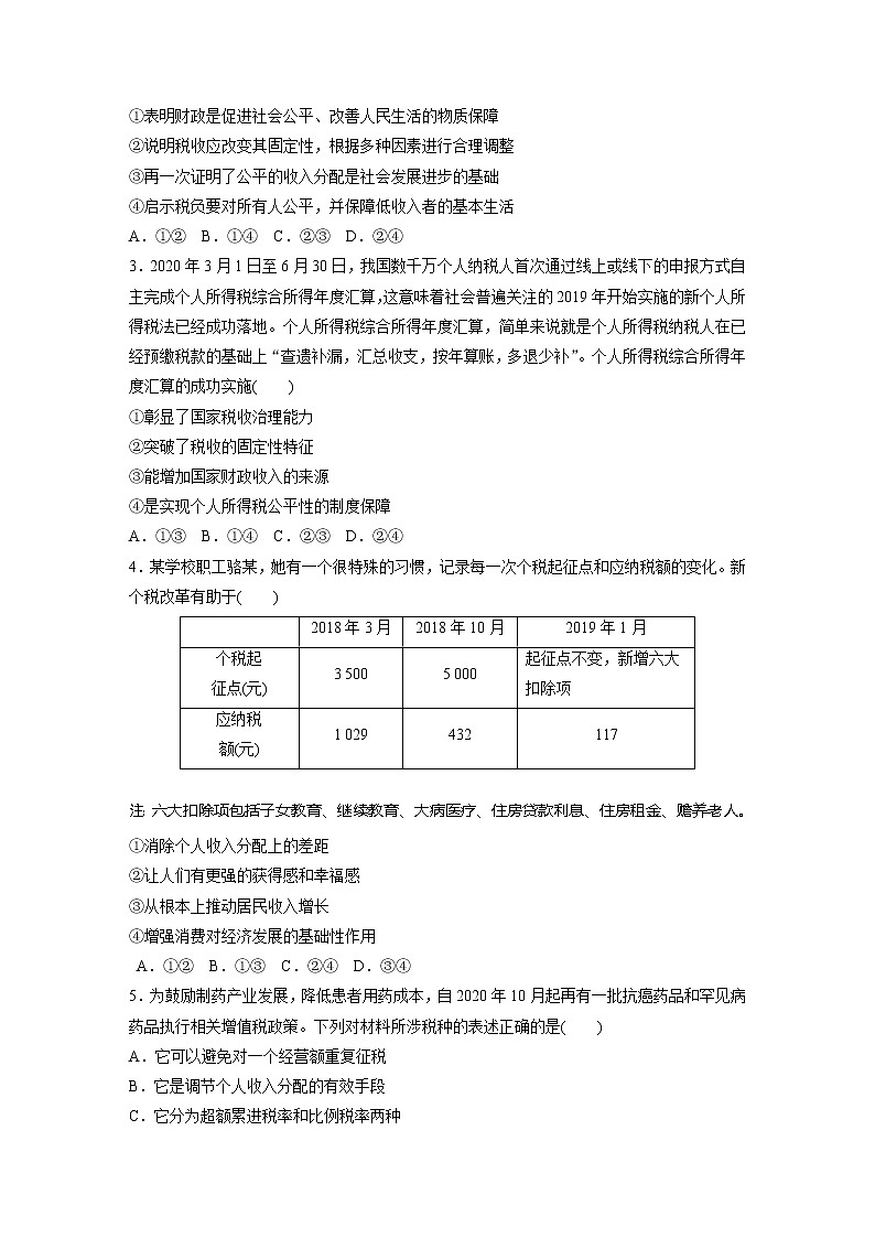 2022届高考政治一轮复习专题19练　税收的种类和作用第2页