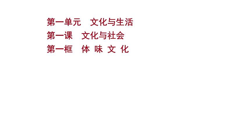 2021-2022学年高中政治新人教版必修3 第一单元文化与生活第一课第一框体味文化 课件01