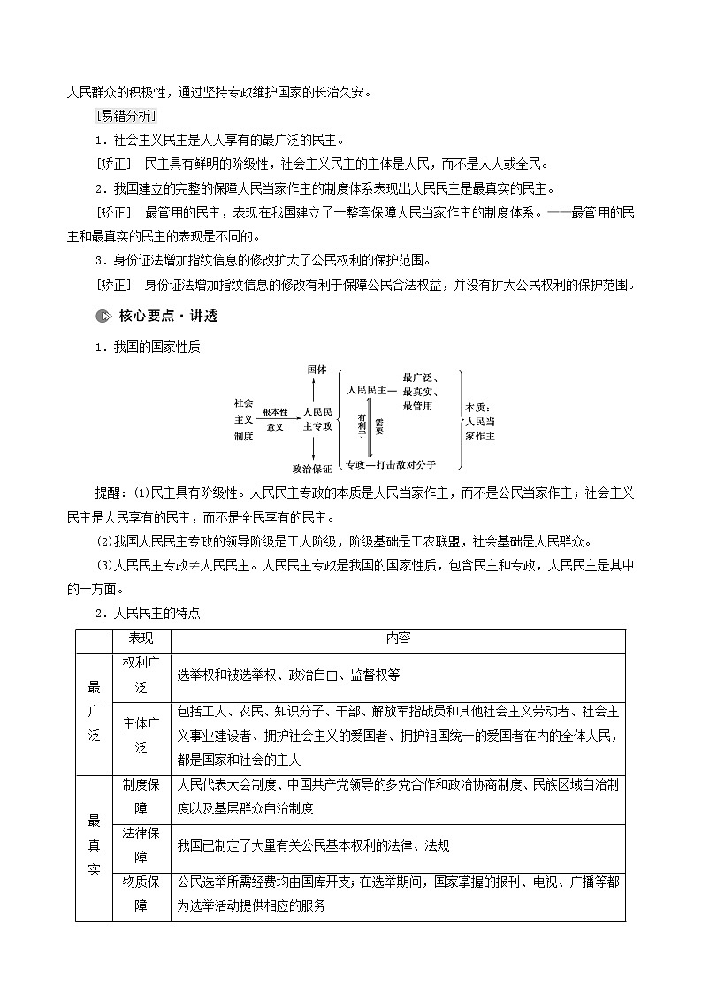 2022届高考政治一轮复习新人教版必修2 第5单元公民的政治生活第12课生活在人民当家作主的国家教案第2页