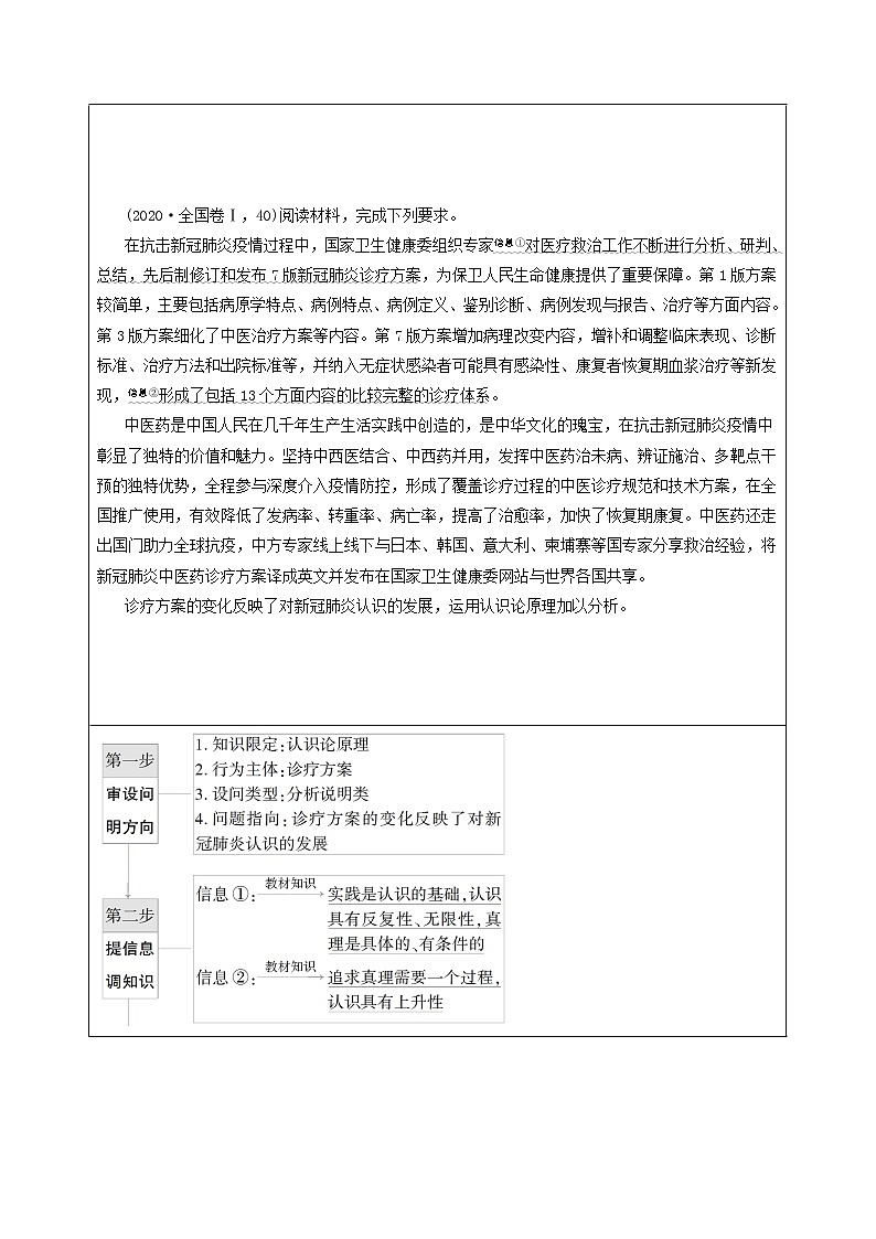 2022届高考政治一轮复习新人教版必修4 第13单元探索世界与追求真理微课堂21主观题对认识论相关知识的考查教案第2页