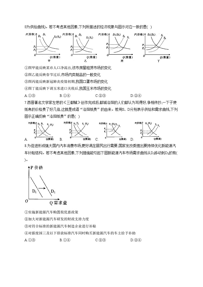 2022届高考政治一轮复习小题突破：经济生活（2）价格变动及其影响第3页