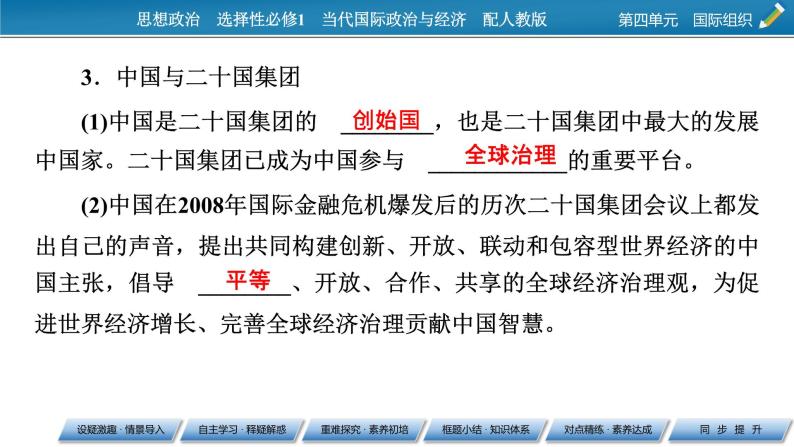 2021-2022学年新教材部编版政治选择性必修1课件：第9课+第2框+中国与新兴国际组织08