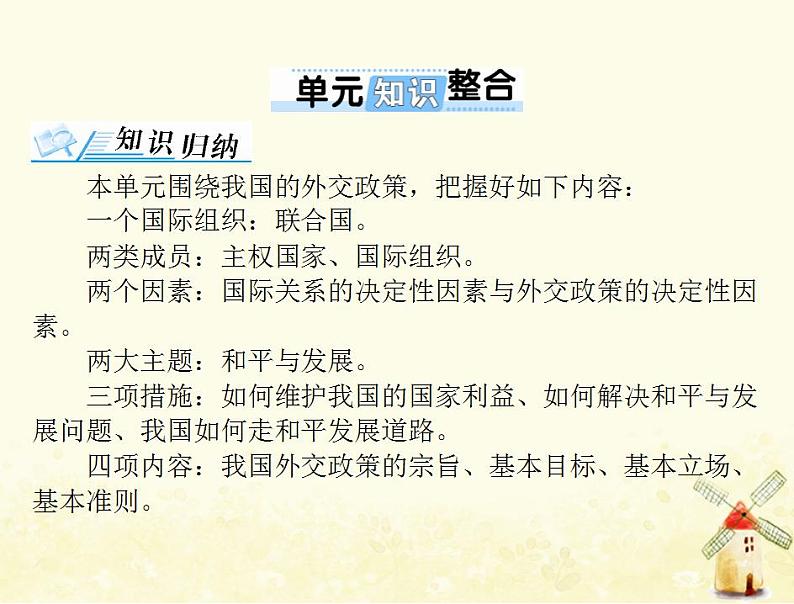 2022届高考政治一轮复习第四单元当代国际社会单元知识整合课件必修2第1页