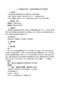 高中政治思品人教统编版必修2 经济与社会公有制为主体 多种所有制经济共同发展教案及反思