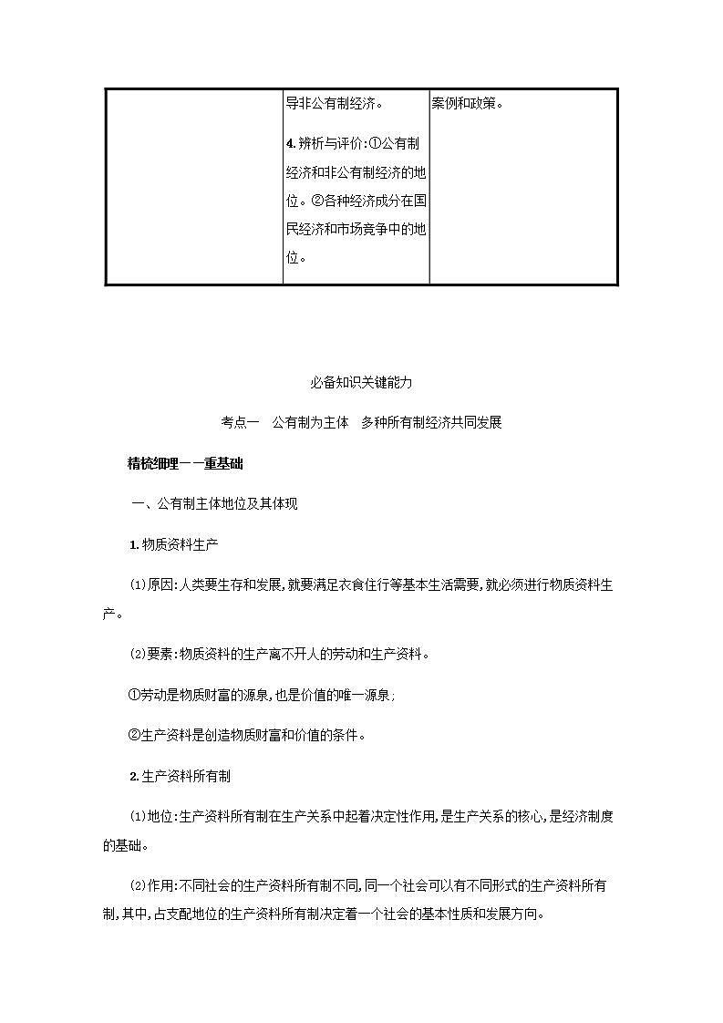 2022届新教材高考政治一轮复习第三单元生产资料所有制与经济体制第五课我国的生产资料所有制学案部编版第2页