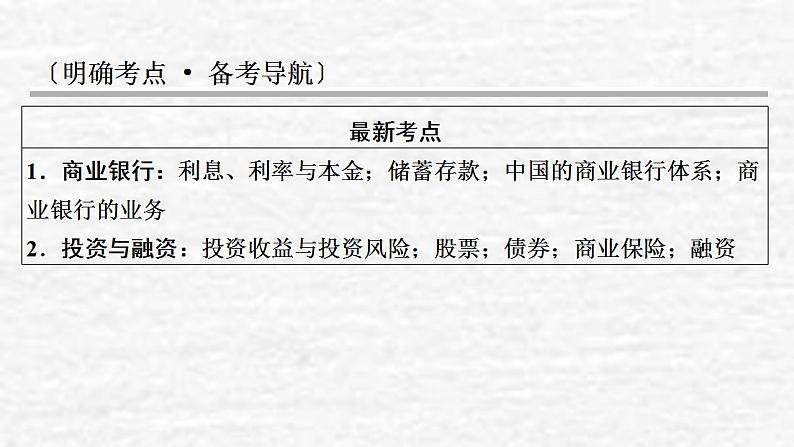 高考政治一轮复习第二单元生产劳动与经营第6课投资理财的选择课件新人教版必修1第2页