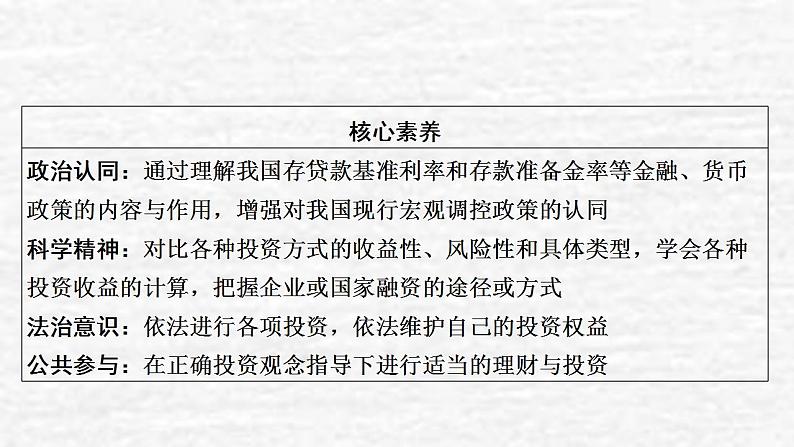 高考政治一轮复习第二单元生产劳动与经营第6课投资理财的选择课件新人教版必修1第3页