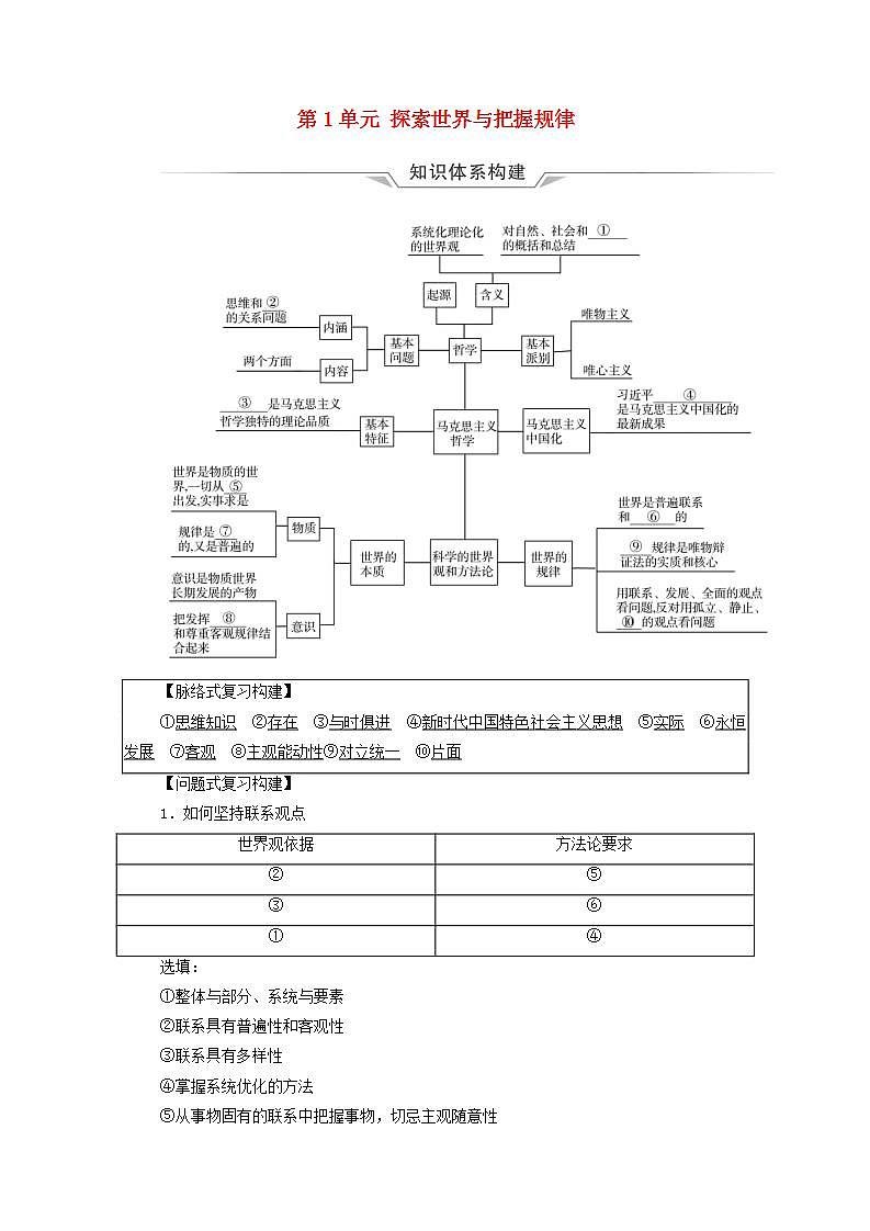 高中政治一轮复习第1单元探索世界与把握规律课件+学案打包8套新人教版必修401