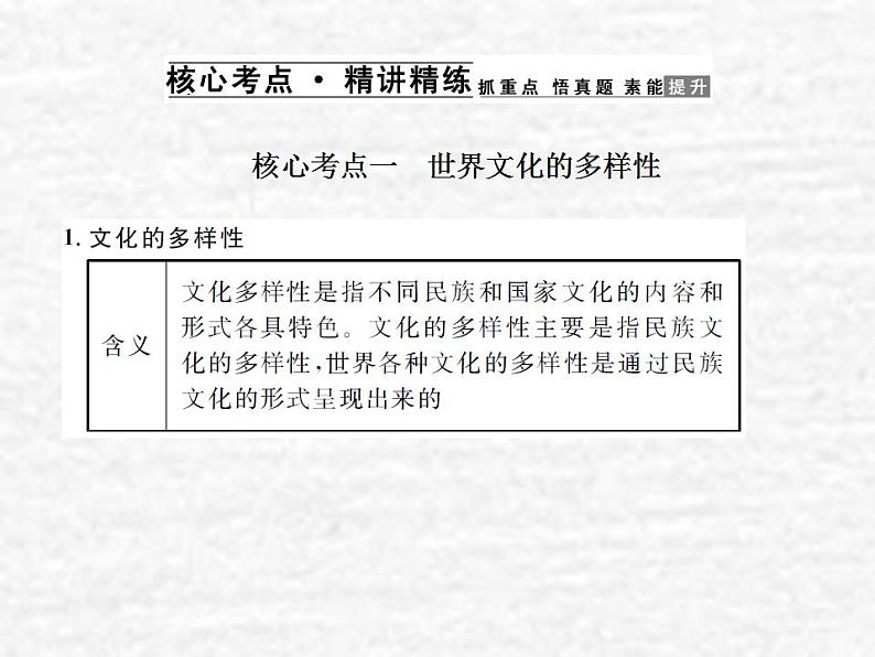 高中政治一轮复习第二单元文化传承与创新3文化的多样性与文化传播课件新人教版必修3第4页