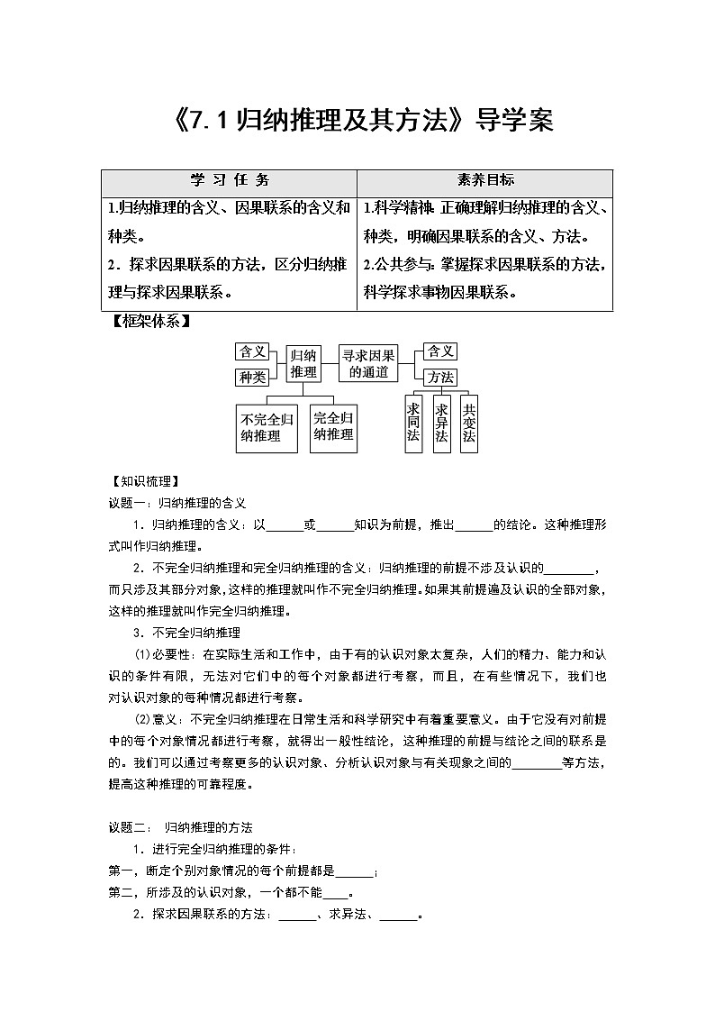 部编版高中选择性必修三7.1 归纳推理及其方法 导学案01