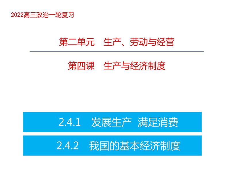 2022届新高考政治一轮专题复习《经济生活》课件：第4课 生产与经济制度第1页