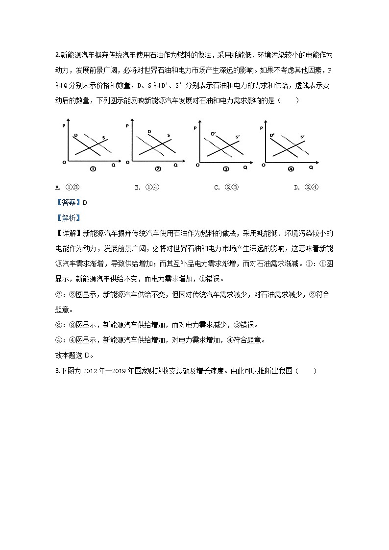 山东省青岛市2020届高三二模政治试题+Word版含解析02