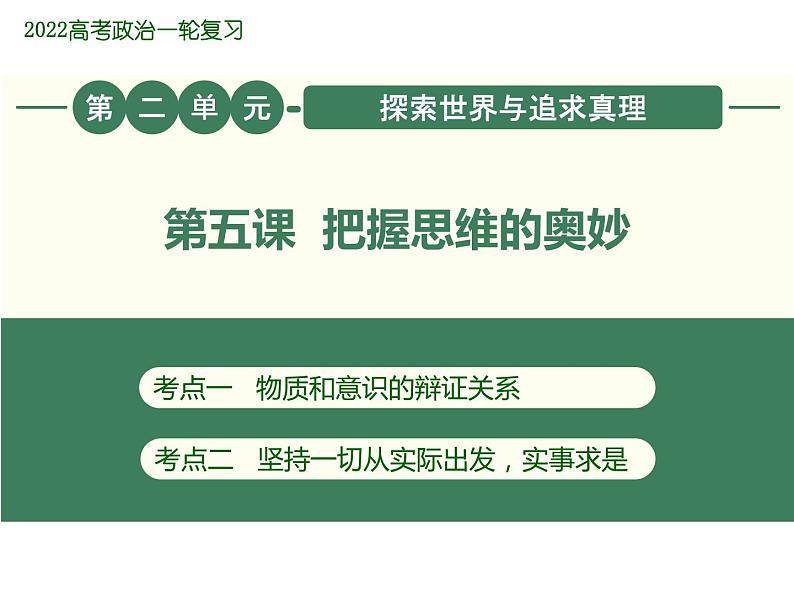 2022届新高考政治一轮专题复习《哲学与生活》课件：第5课 把握思维的奥妙01