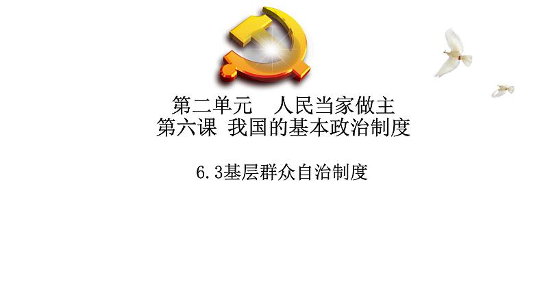 6.3 基层群众自治制度 课件-【新教材】2020-2021学年高中政治统编版必修三（共20张PPT）第1页