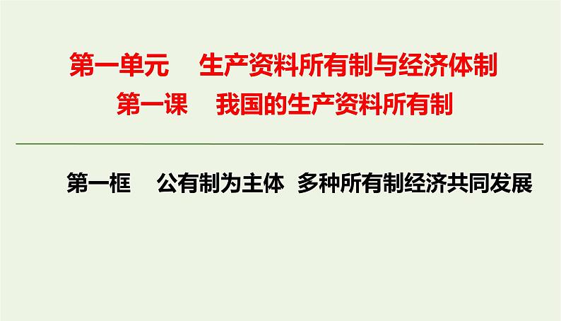 2020_2021高中政治：第一课第一框公有制为主体多种所有制经济共同发展课件（33张）第1页