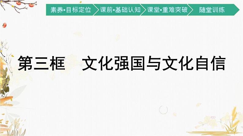 高中政治统编版必修4哲学与文化9.3化强国与文化自信课件01