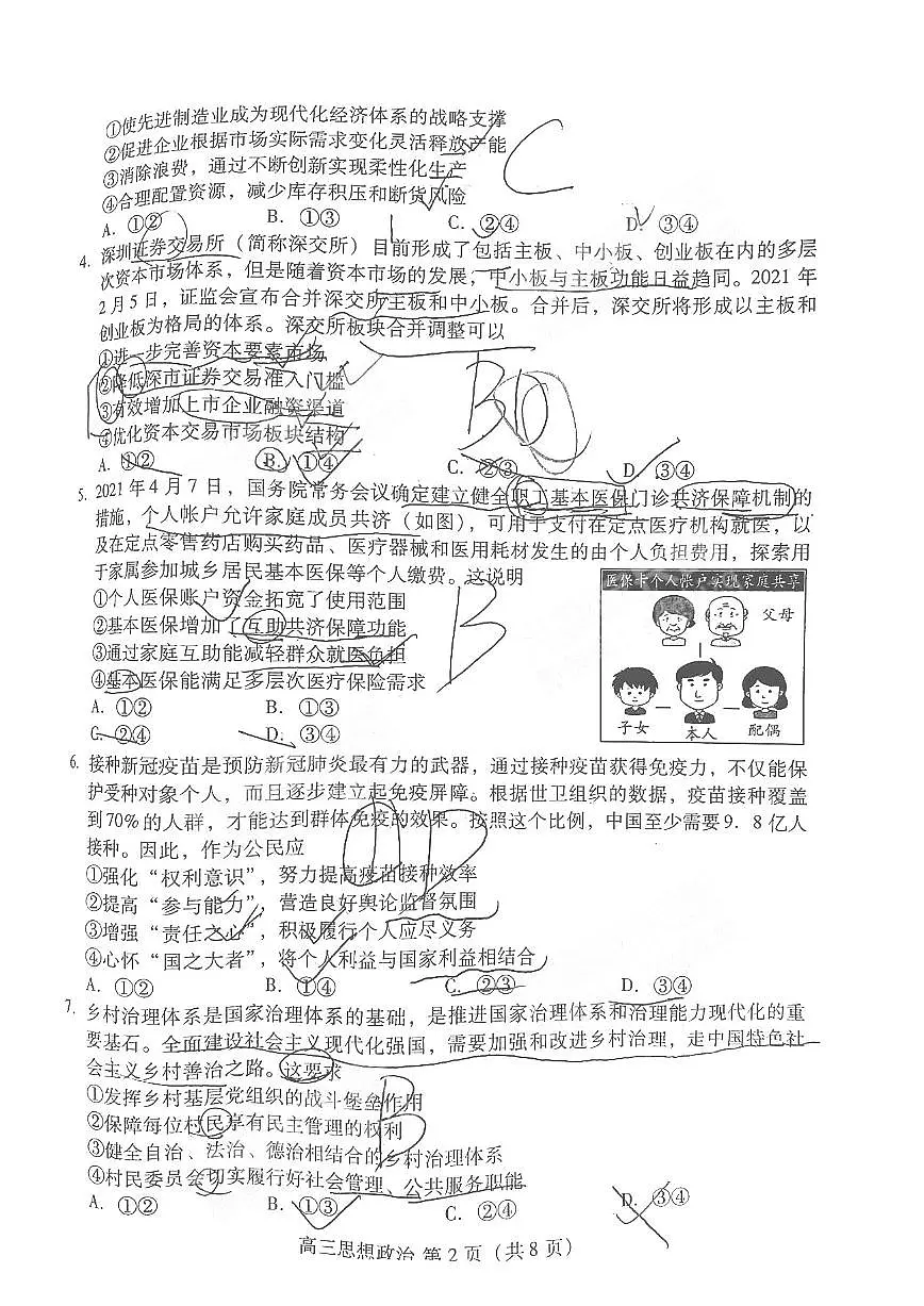 2021年潍坊市高三年级二模《政治》试卷及答案第2页