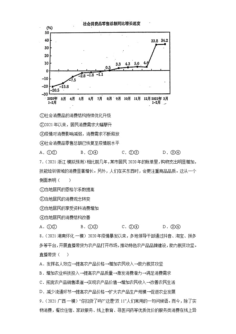 第3课 多彩的消费（2022高考一轮复习课时达标检测）03