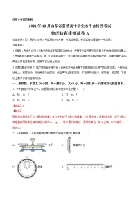 2021年12月山东省普通高中学业水平合格性考试物理仿真模拟试卷A（解析版）