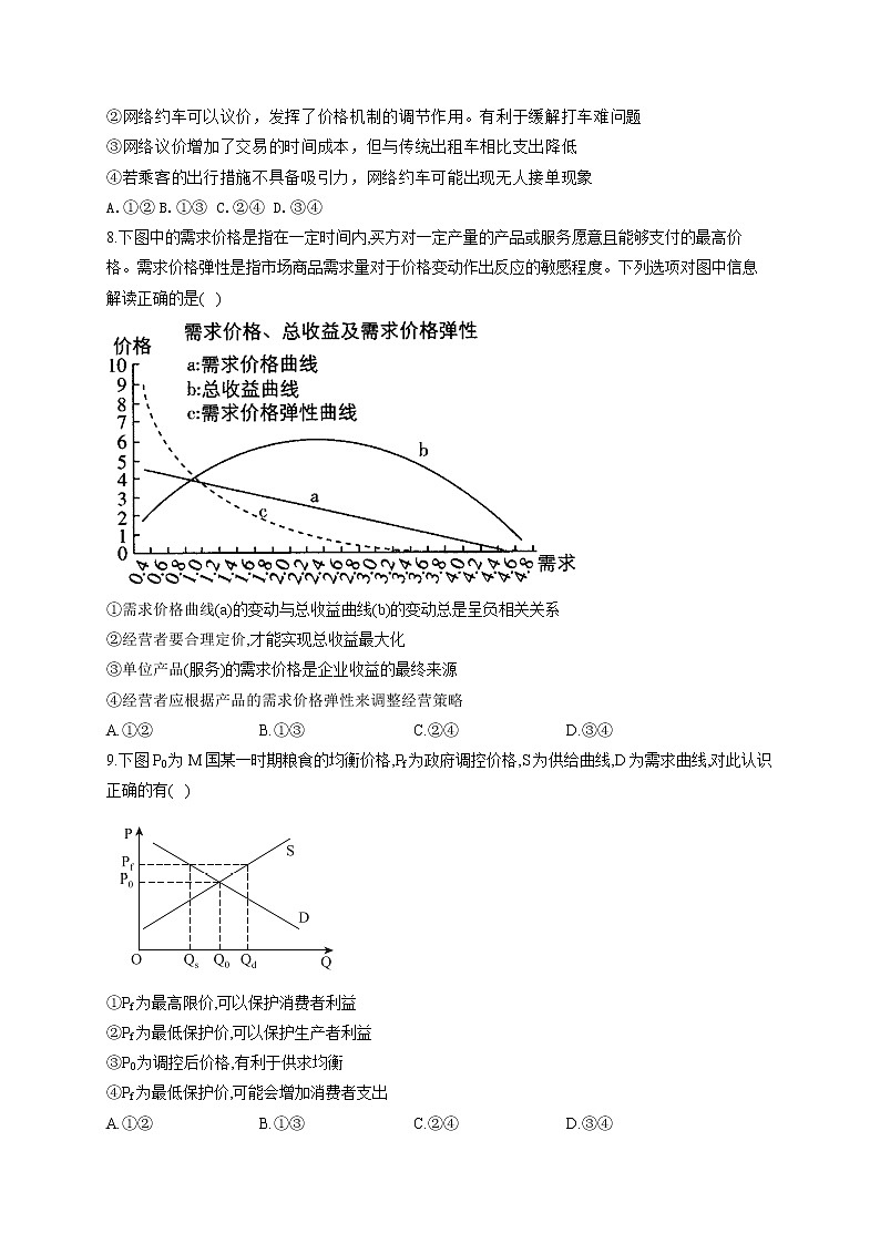 （2）多变的价格——2021-2022学年高一政治人教版寒假作业 练习03