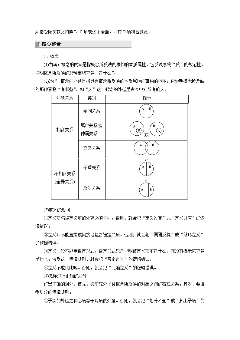 2022版高中高考政治二轮专题复习（新高考）专题十四 课时2 遵循逻辑思维规则学案02