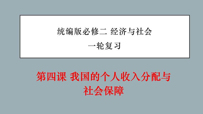 第四课 我国的个人收入分配与社会保障 -2022年高考政治一轮复习精品课件（新教材新高考统编版必修2）第1页