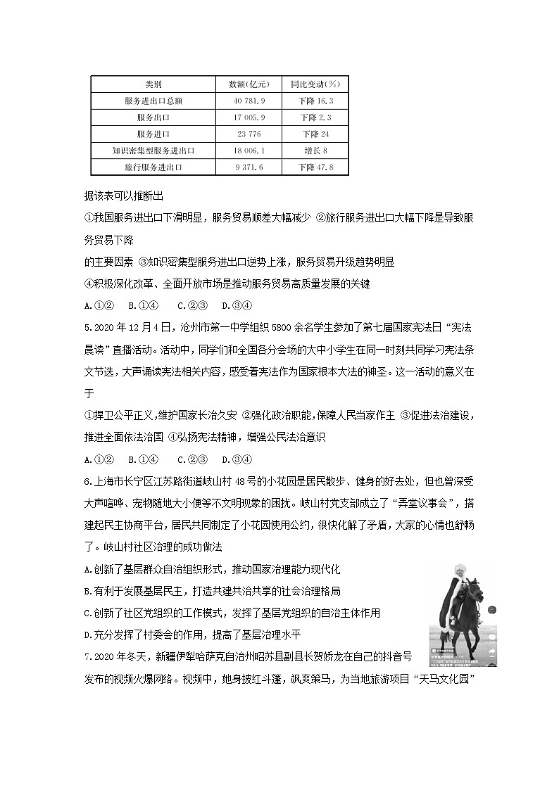 高三政治上学期周测四试题含答案第2页