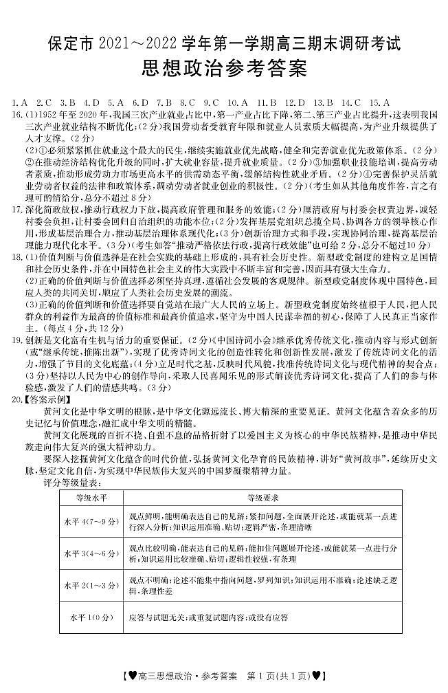 政治答案第1页