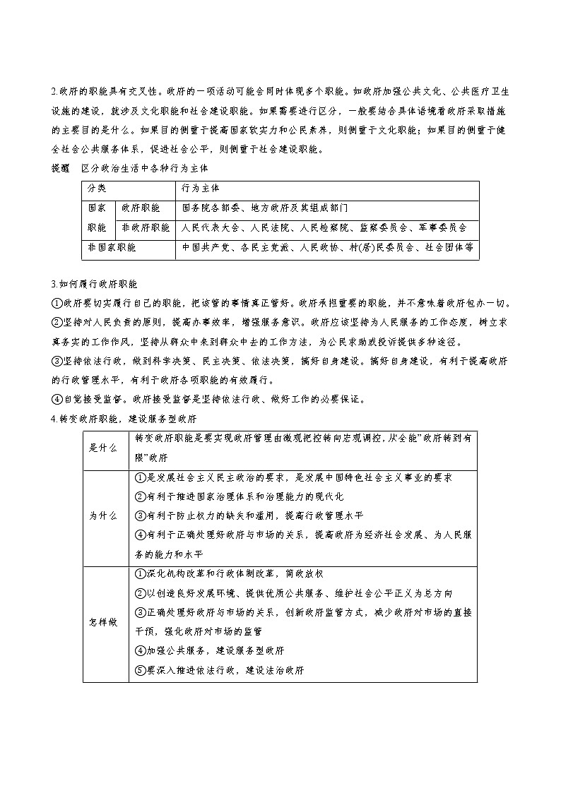 专题14 我国政府是人民的政府 常考点归纳与变式演练 作业 高考政治 一轮复习 人教版 （2021年）第3页